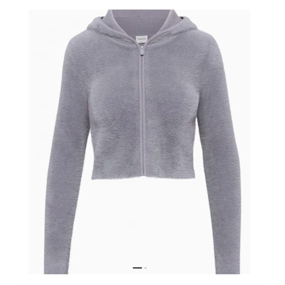 Sunday Best Aritzia Madox Lavander Fluffy Cozy Cropped Top Zip Up Hoodie sz N